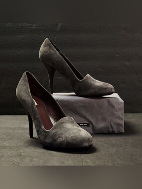 MiuMiu Gray Seude Pumps 37.5